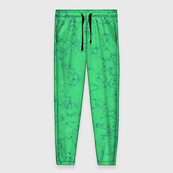 Женские брюки Мраморный зеленый яркий узор