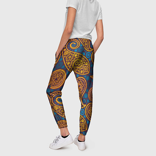 Женские брюки Узор Пейсли - индийский орнамент / 3D-принт – фото 4