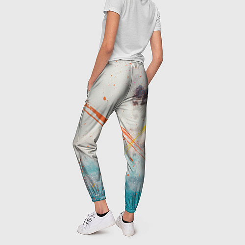 Женские брюки Абстрактные мазки красок на тенях и тумане / 3D-принт – фото 4