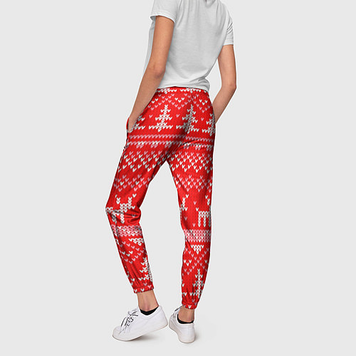 Женские брюки Рождественский красный свитер с оленями / 3D-принт – фото 4