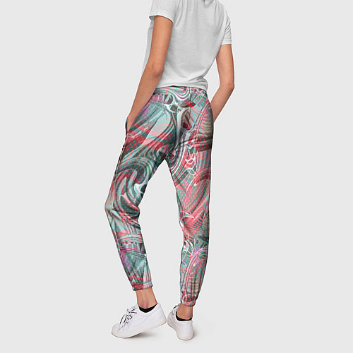 Женские брюки Оранжево- бирюзовый абстрактный модный узор / 3D-принт – фото 4