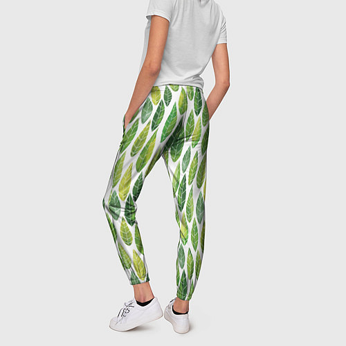 Женские брюки Акварельные листья / 3D-принт – фото 4