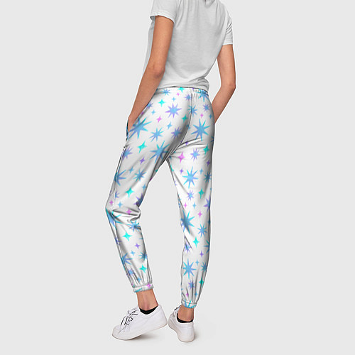 Женские брюки Разноцветные звезды на белом фоне / 3D-принт – фото 4