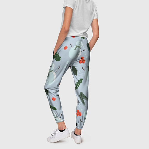 Женские брюки Снеговики и ягодки / 3D-принт – фото 4