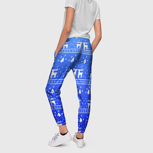 Женские брюки Синий орнамент с оленями / 3D-принт – фото 4