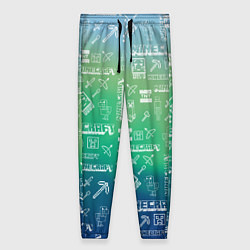 Брюки женские Майнкрафт символы на потертом фоне, цвет: 3D-принт