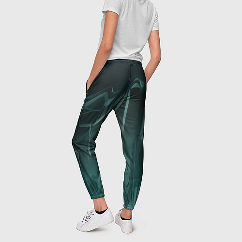 Женские брюки Волнообразные тёмно-зелёные линии / 3D-принт – фото 4