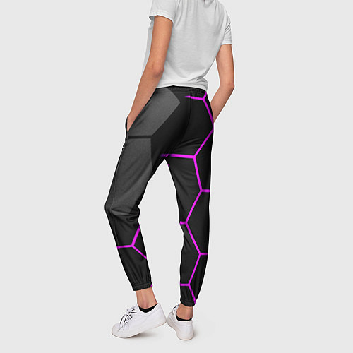 Женские брюки Крупные неоновые соты / 3D-принт – фото 4
