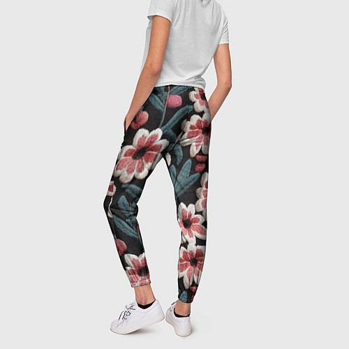 Женские брюки Эффект вышивки цветы / 3D-принт – фото 4
