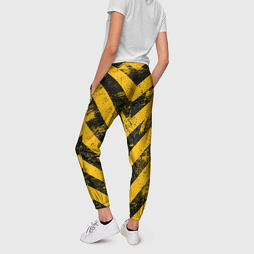 Женские брюки WARNING - желто-черные полосы / 3D-принт – фото 4