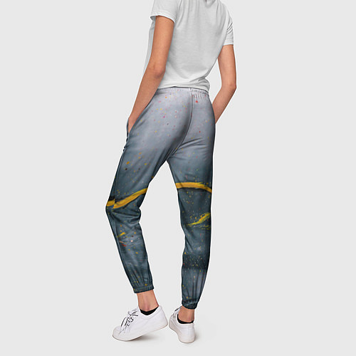 Женские брюки Серо-светлый абстрактный туман и краски / 3D-принт – фото 4