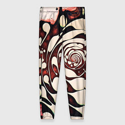 Женские брюки Водоворот белых капель в бордовой жидкости