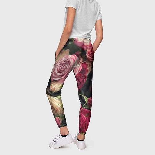 Женские брюки Нежные кустовые розы / 3D-принт – фото 4