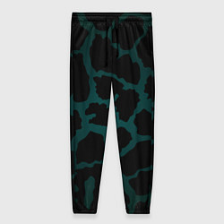 Брюки женские Чёрно-тёмно-зелёный пятнистый паттерн, цвет: 3D-принт