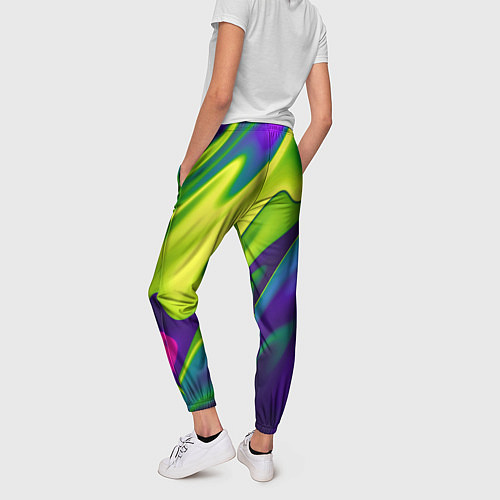 Женские брюки Сине-зелёное и фиолетовое абстрактное слияние / 3D-принт – фото 4