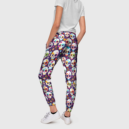 Женские брюки Черепа абстрактный многоцветный узор / 3D-принт – фото 4