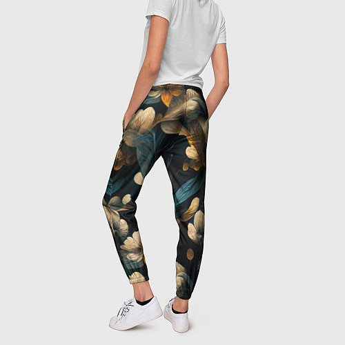 Женские брюки Узор цветочный паттерн / 3D-принт – фото 4