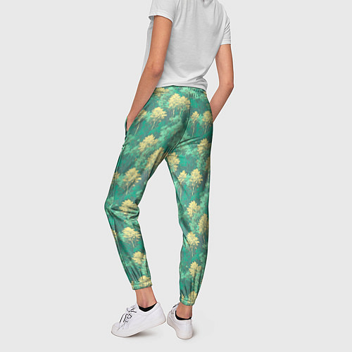 Женские брюки Камуфляж деревья двуцветный / 3D-принт – фото 4