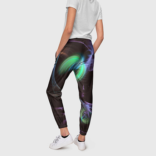 Женские брюки Магические фиолетовые волны и цветные космические / 3D-принт – фото 4