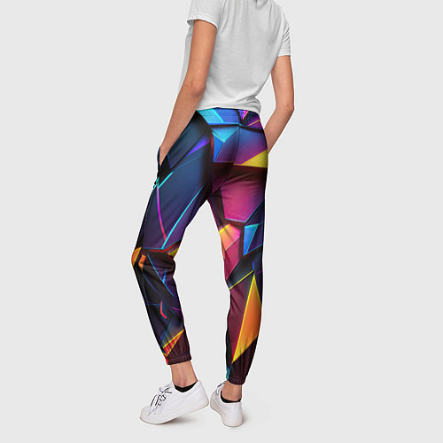Женские брюки Неоновые абстрактные плиты / 3D-принт – фото 4