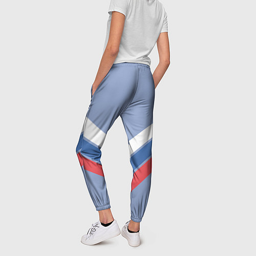Женские брюки Триколор - три полоски на голубом / 3D-принт – фото 4