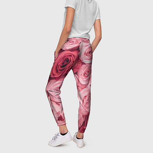 Женские брюки Чайная пыльная роза - нежно розовый цветок / 3D-принт – фото 4