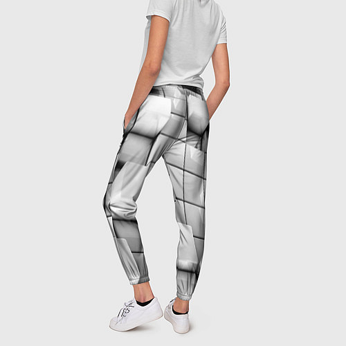 Женские брюки Кубы серые выпуклые / 3D-принт – фото 4