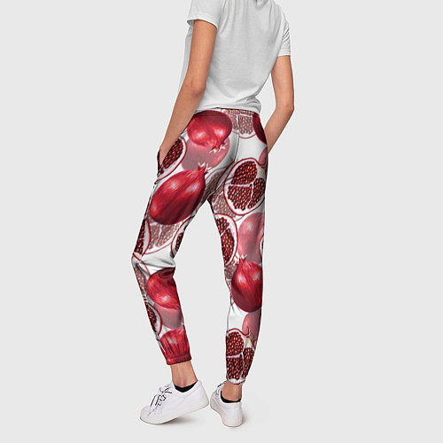 Женские брюки Гранаты на белом фоне - паттерн / 3D-принт – фото 4