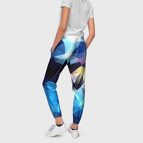 Женские брюки Polygon blue abstract collection / 3D-принт – фото 4