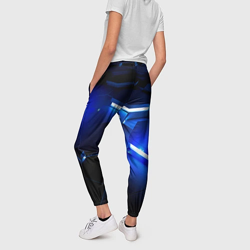 Женские брюки Металлические соты с синей подсветкой за 2190 ₽ купить вмагазине ПлейПринт (10340154504441)