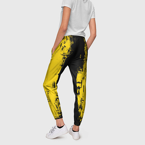 Женские брюки Вертикальная черно-желтая полоса Cyberpunk 2077 / 3D-принт – фото 4