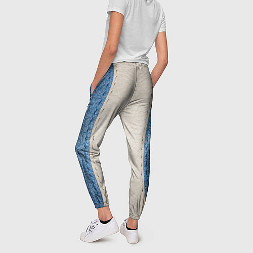Женские брюки Кожа синяя белая / 3D-принт – фото 4