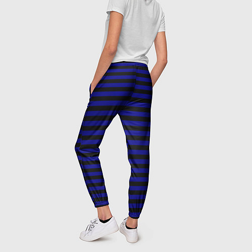 Женские брюки Черно-синие полосы / 3D-принт – фото 4