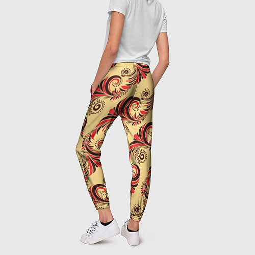 Женские брюки Винтажный растительный орнамент / 3D-принт – фото 4