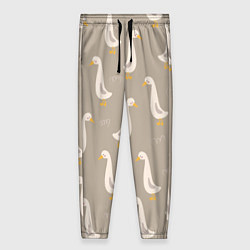 Женские брюки Утки на травке - бежевый