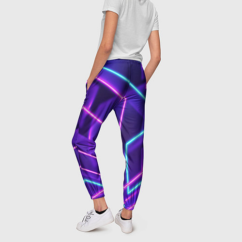 Женские брюки Светящиеся разноцветные полосы / 3D-принт – фото 4