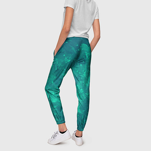 Женские брюки Художественный зелёный / 3D-принт – фото 4