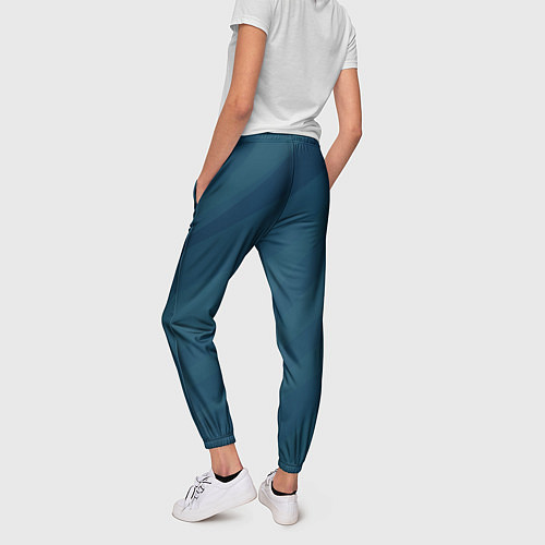 Женские брюки Сине-зеленый плавные полосы / 3D-принт – фото 4