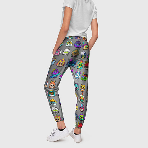 Женские брюки Значки на скины Бравл Старс Brawl Серый градиент П / 3D-принт – фото 4