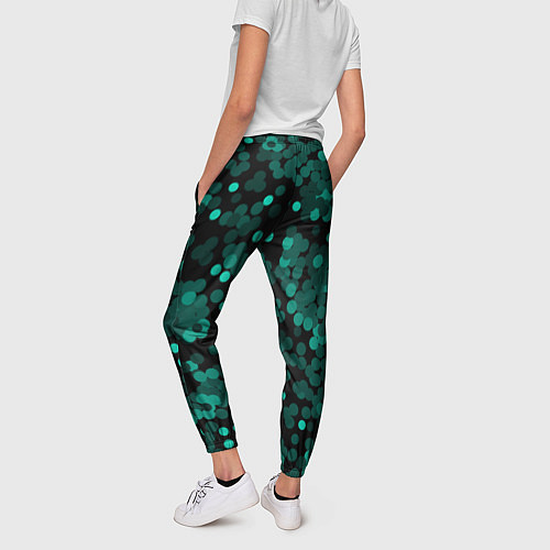 Женские брюки Бирюзовые с зеленым конфетти / 3D-принт – фото 4