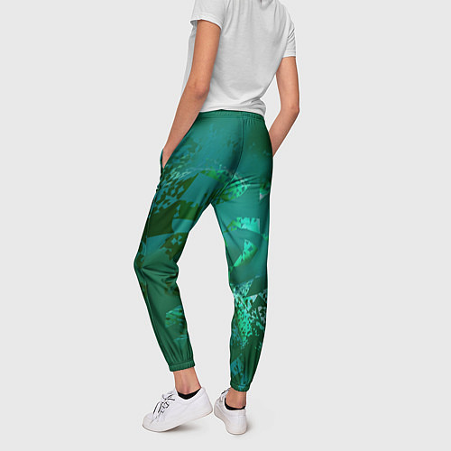 Женские брюки Зелёные обрывки фигур / 3D-принт – фото 4