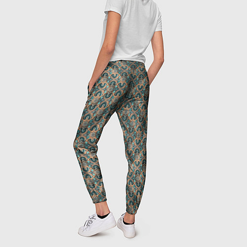 Женские брюки Зелено-золотые ромбы / 3D-принт – фото 4