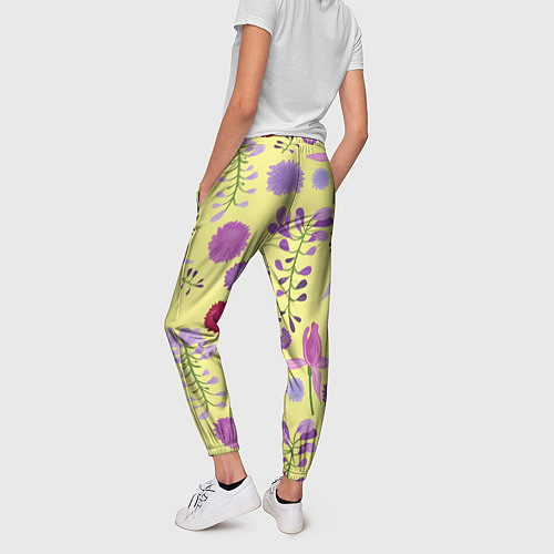 Женские брюки Фиолетовый цветник / 3D-принт – фото 4