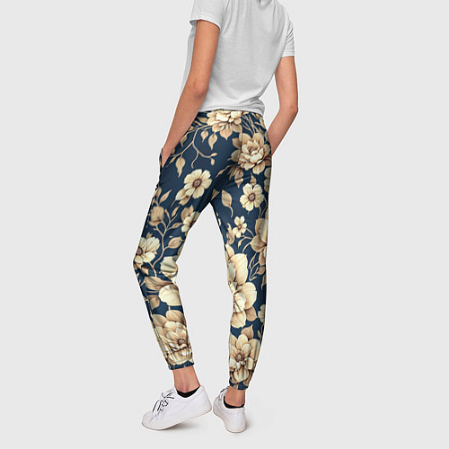Женские брюки Золотые цветы узор / 3D-принт – фото 4