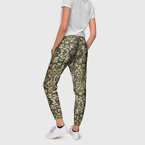 Женские брюки Объемный золотой цветочный узор / 3D-принт – фото 4