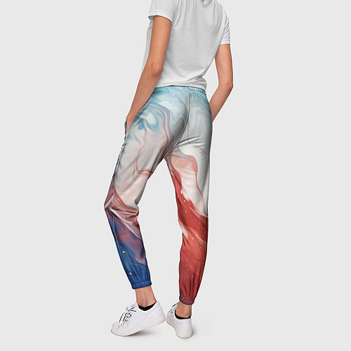Женские брюки Белый синий красный / 3D-принт – фото 4