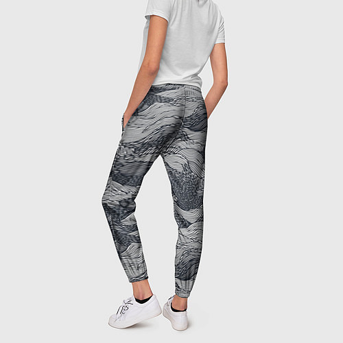 Женские брюки Черные абстрактные волны / 3D-принт – фото 4