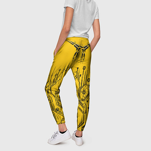Женские брюки Киберпанк Yellow-Black / 3D-принт – фото 4