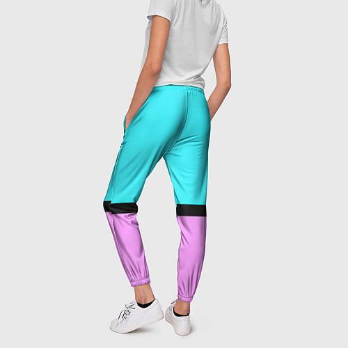 Женские брюки Двуцветный бирюзово-сиреневый / 3D-принт – фото 4
