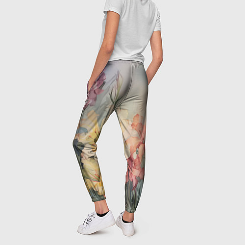 Женские брюки Акварельные лилии / 3D-принт – фото 4
